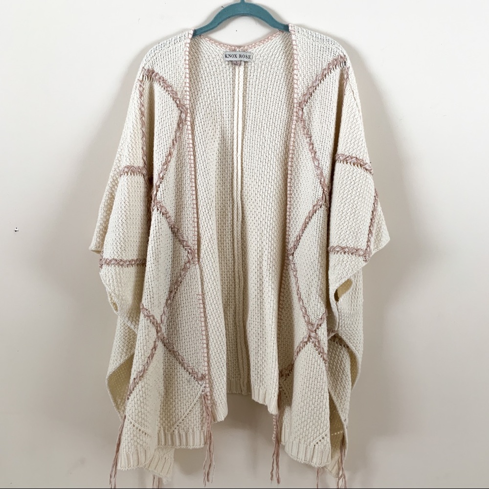 Knox Rose Ivory & Blush Poncho